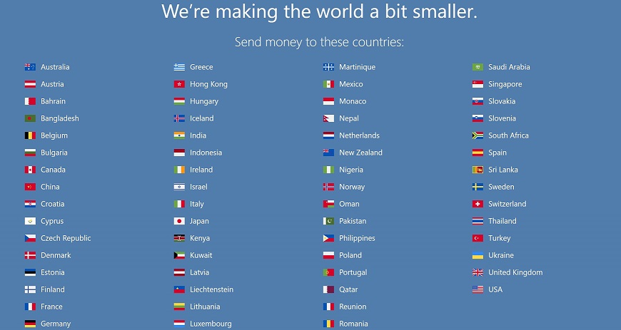 A list of countries where you can send money to with TransferGo