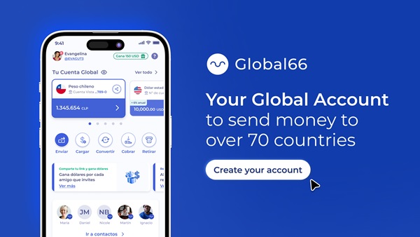 An image introducing the Global66 international money transfer service