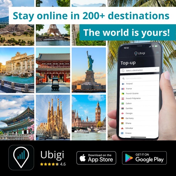 An image showing Ubigi eSIM data plans and their main features and coverage