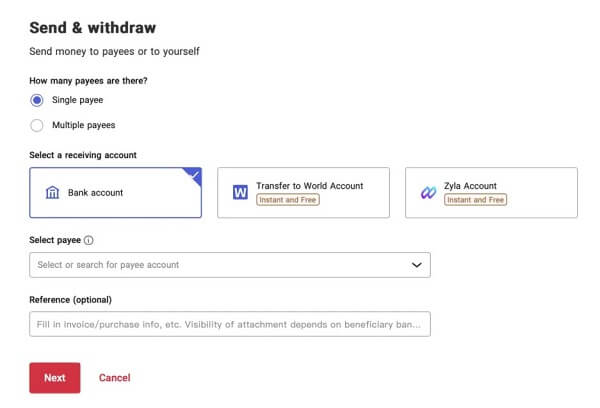 How to send a payment with WorldFirst World Account - start a new payment