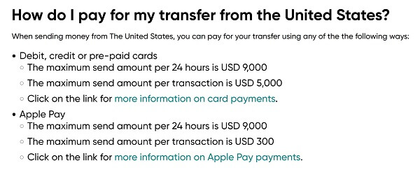 Money transfer limits for sending money from the United States with WorldRemit